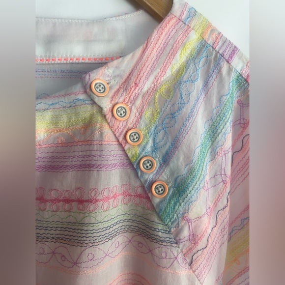 NWOT Anthropologie Letty Pastel Embroidered Babydoll Stitch Sweet Blouse XS - Picture 6 of 9